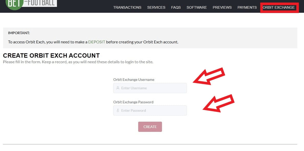 OrbitX Orbit Exchange register account - create username and password